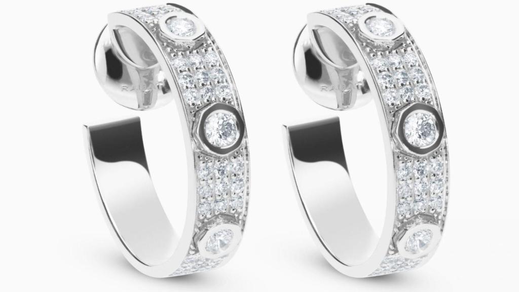 RABAT Three Wishes_Pendientes de oro blanco con diamantes y pavé de diamantes