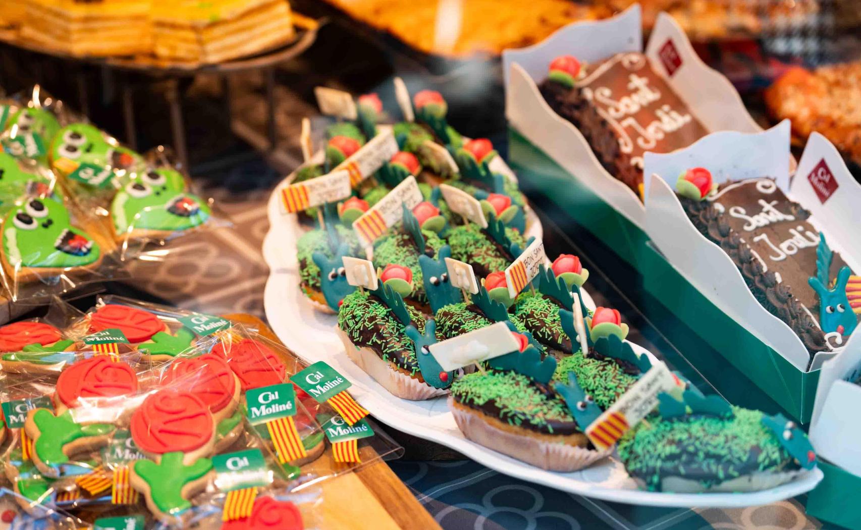 Pastelitos de Sant Jordi en una pastelería