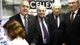 Boi Ruiz, Mas-Colell y Pere Mir, en el centro Cellex