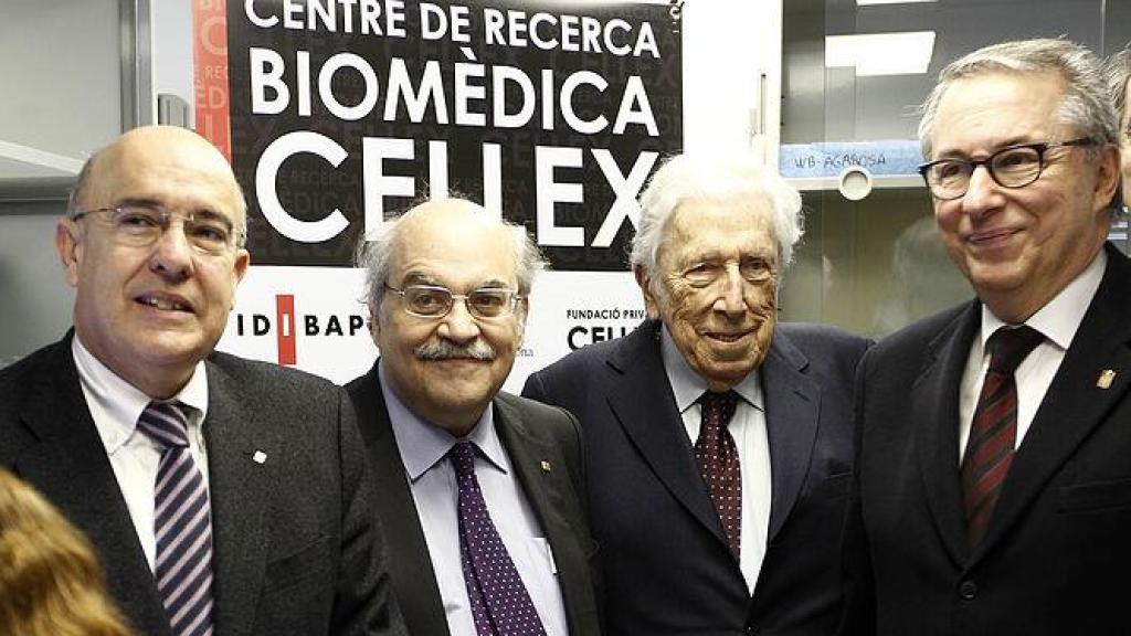 Boi Ruiz, Mas-Colell y Pere Mir, en el centro Cellex