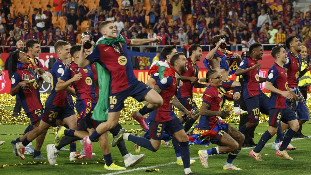 El Barça celebra la Copa del Rey conquistada en La Cartuja