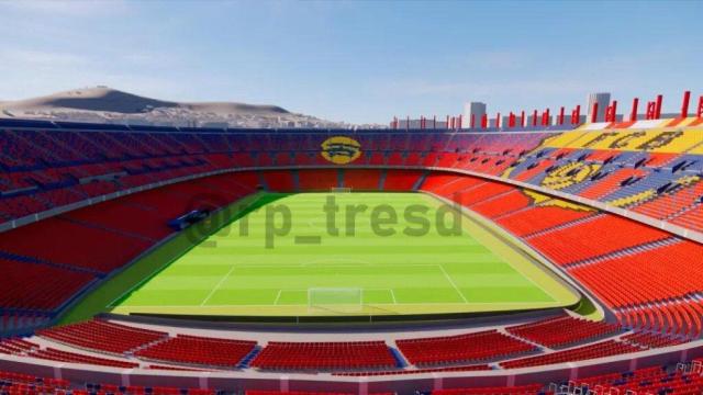 Recreación virtual del Camp Nou con las dos primeras gradas terminadas