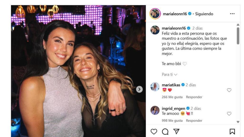 La romántica felicitación de Mapi León a Ingrid Engen para su 27 cumpleaños