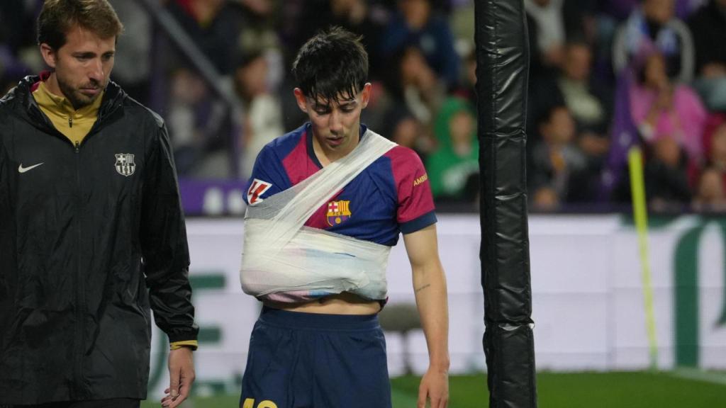 Dani Rodríguez se retira del José Zorrilla con el brazo en cabestrillo