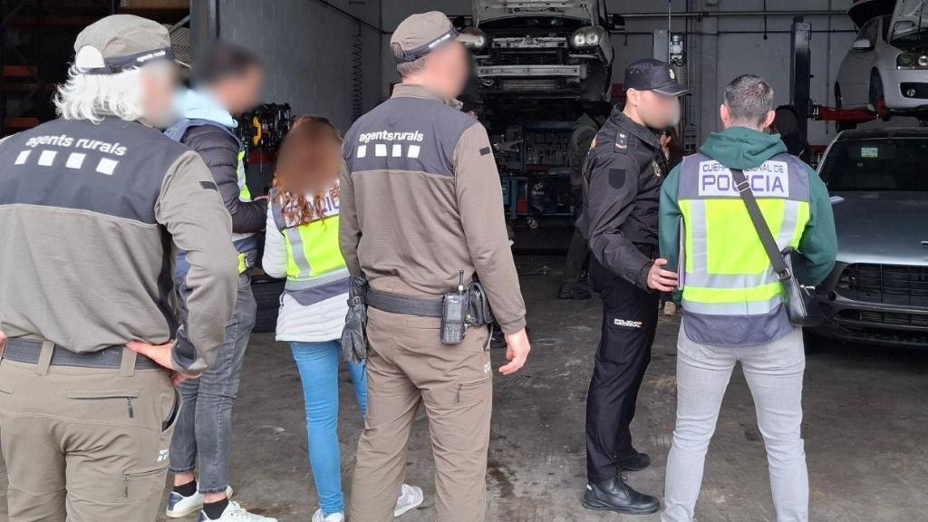 Agents Rurals y Policía Nacional, durante la inspección al desguace denunciado