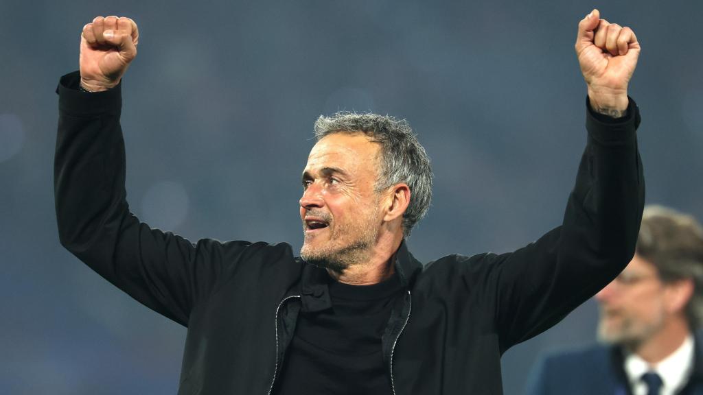 Luis Enrique celebra el pase a la final de la Champions League con el PSG