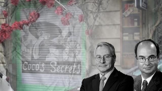 De izquierda a derecha: Toni Quintana y Antonio Comadrán con el club Coco's Secret de fondo