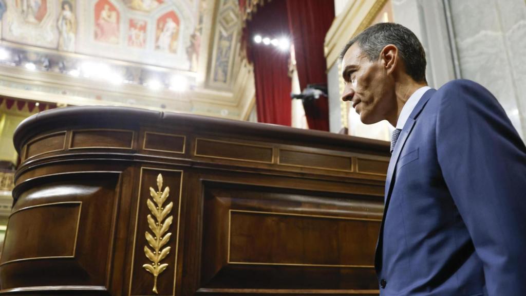 El presidente del Gobierno, Pedro Sánchez, accede al hemiciclo del Congreso este miércoles en el que se ha celebrado la sesión de control al Ejecutivo