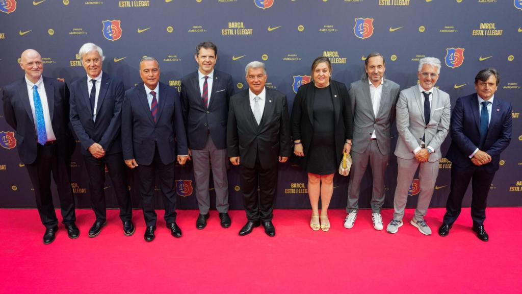 La junta directiva del Barça, en el Palau de la Música para la grabación del vídeo podcast 'La Llotja del 125'