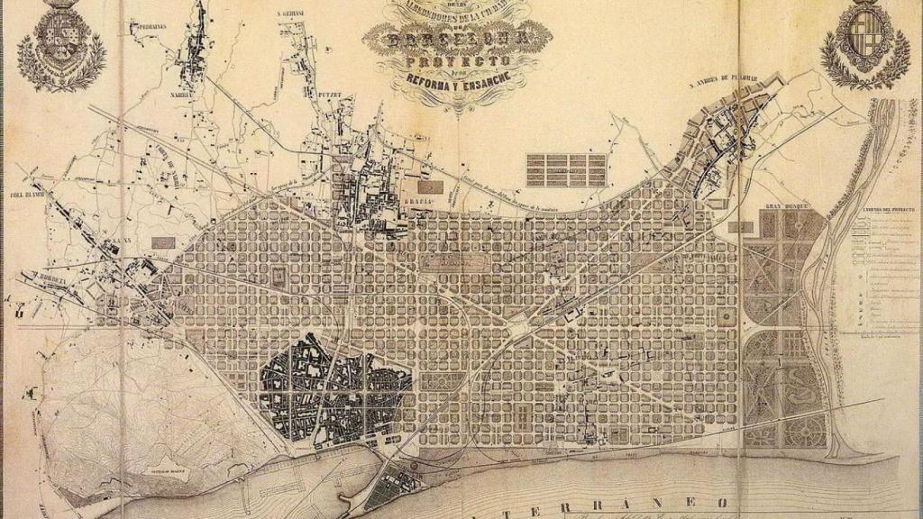 Mapa original de Cerdà del Ensanche de Barcelona