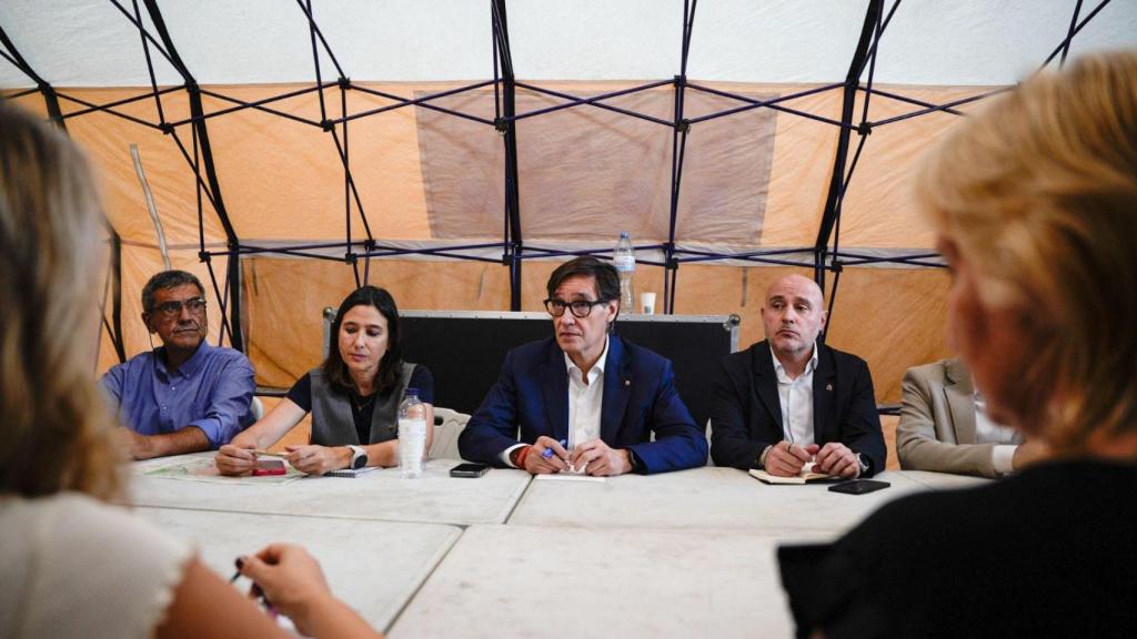 El 'president' Salvador Illa durante la reunión ha organizado del Centro de Mando Avanzado de Tortosa, este martes, en Tarragona