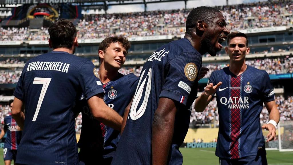Ousmane Dembélé celebrando un tanto en el duelo del Mundial de Clubes contra el Real Madrid