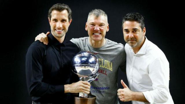 Jasikevicius con Mario Bruno y Juan Carlos Navarro