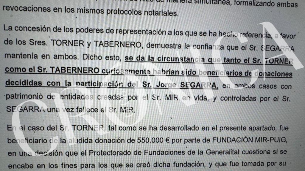 Parte del informe al que ha tenido acceso Crónica Global