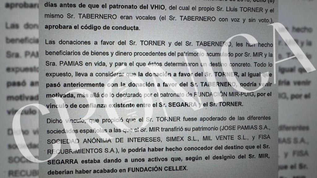 Parte del informe al que ha tenido acceso Crónica Global