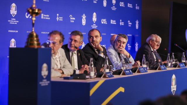 Presentación de la Ryder Cup de 2031 con el 'conseller' Albert Dalmau (3i), ayer