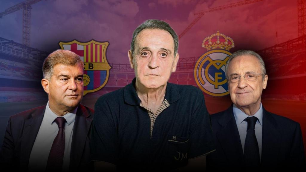Laporta, Negreira y Florentino en un montaje