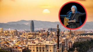 Fotomontaje de Joan Manuel Serrat y Barcelona