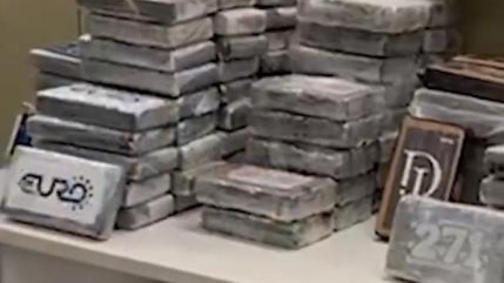 Parte de la droga encontrada en un camión de fruta