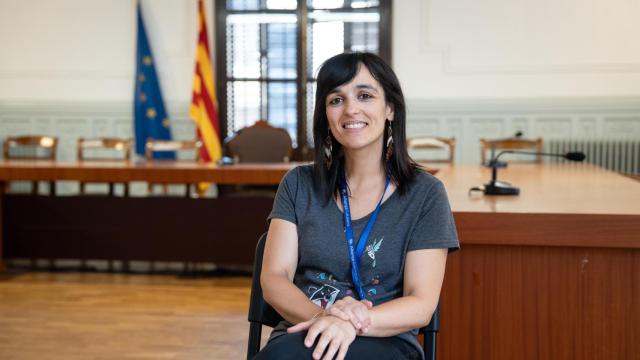 Sílvia Orriols, en el salón de plenos del ayuntamiento de Ripoll