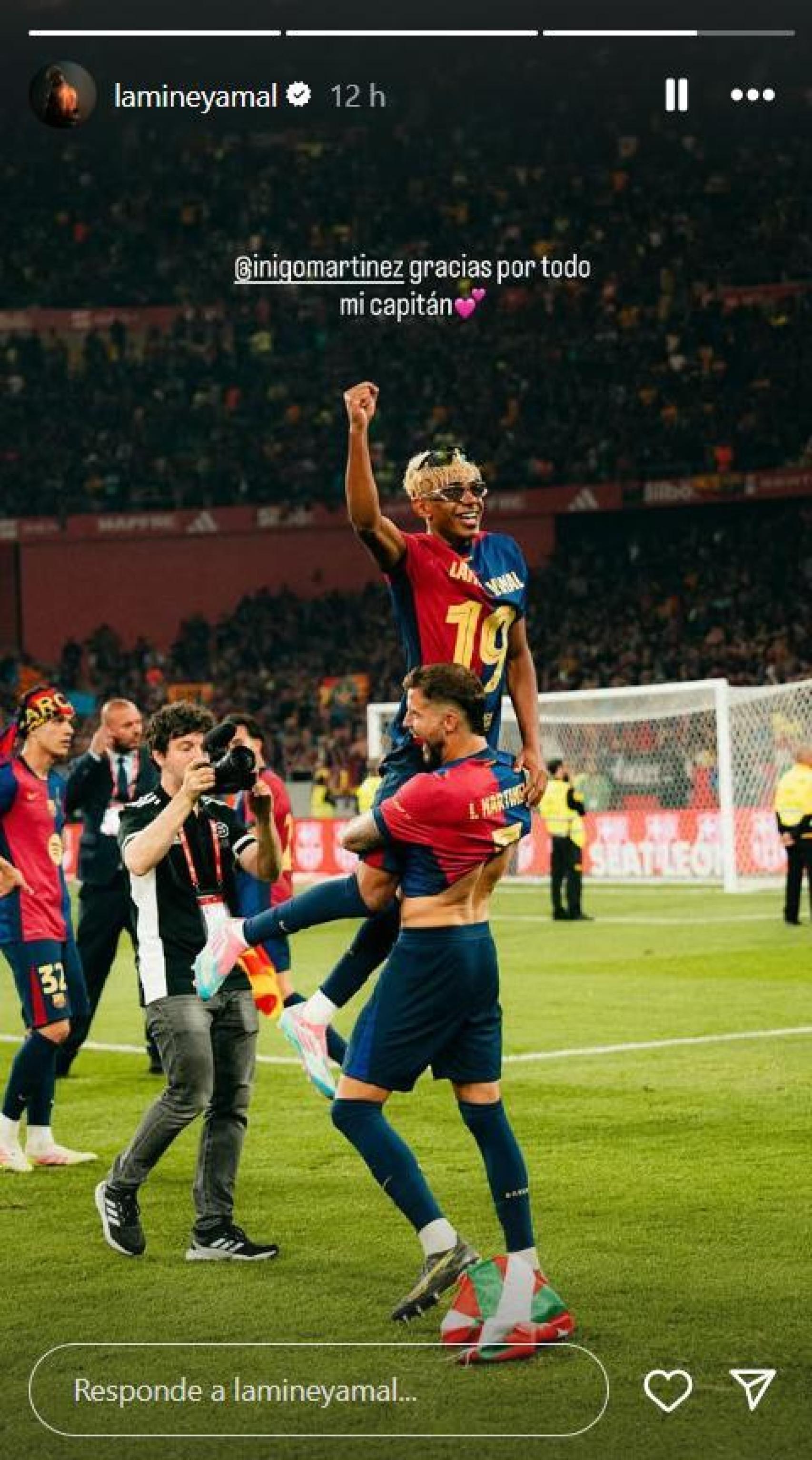 Despedida de Lamine Yamal a Iñigo Martínez en Instagram