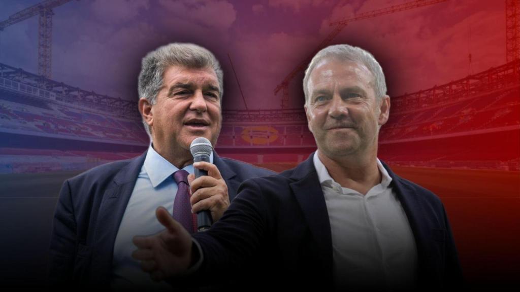 Joan Laporta y Hansi Flick en un montaje