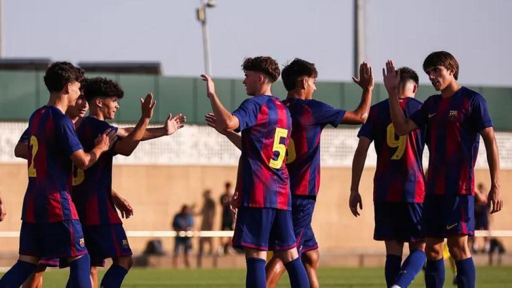 Los jugadores del Barça B en un partido de pretemporada