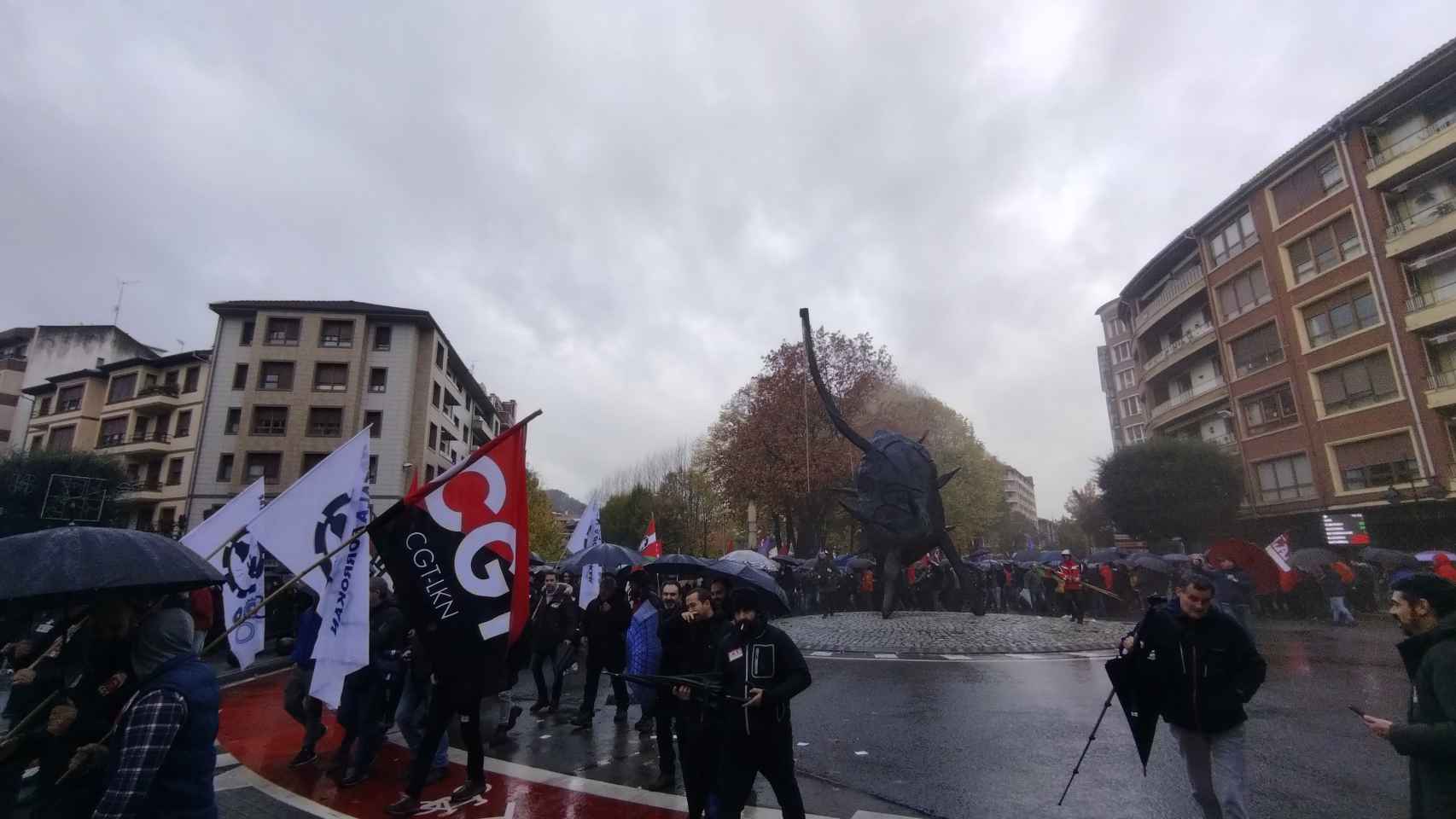 Manifestacin de los trabajadores del Metal este martes en Amorebieta. / CV