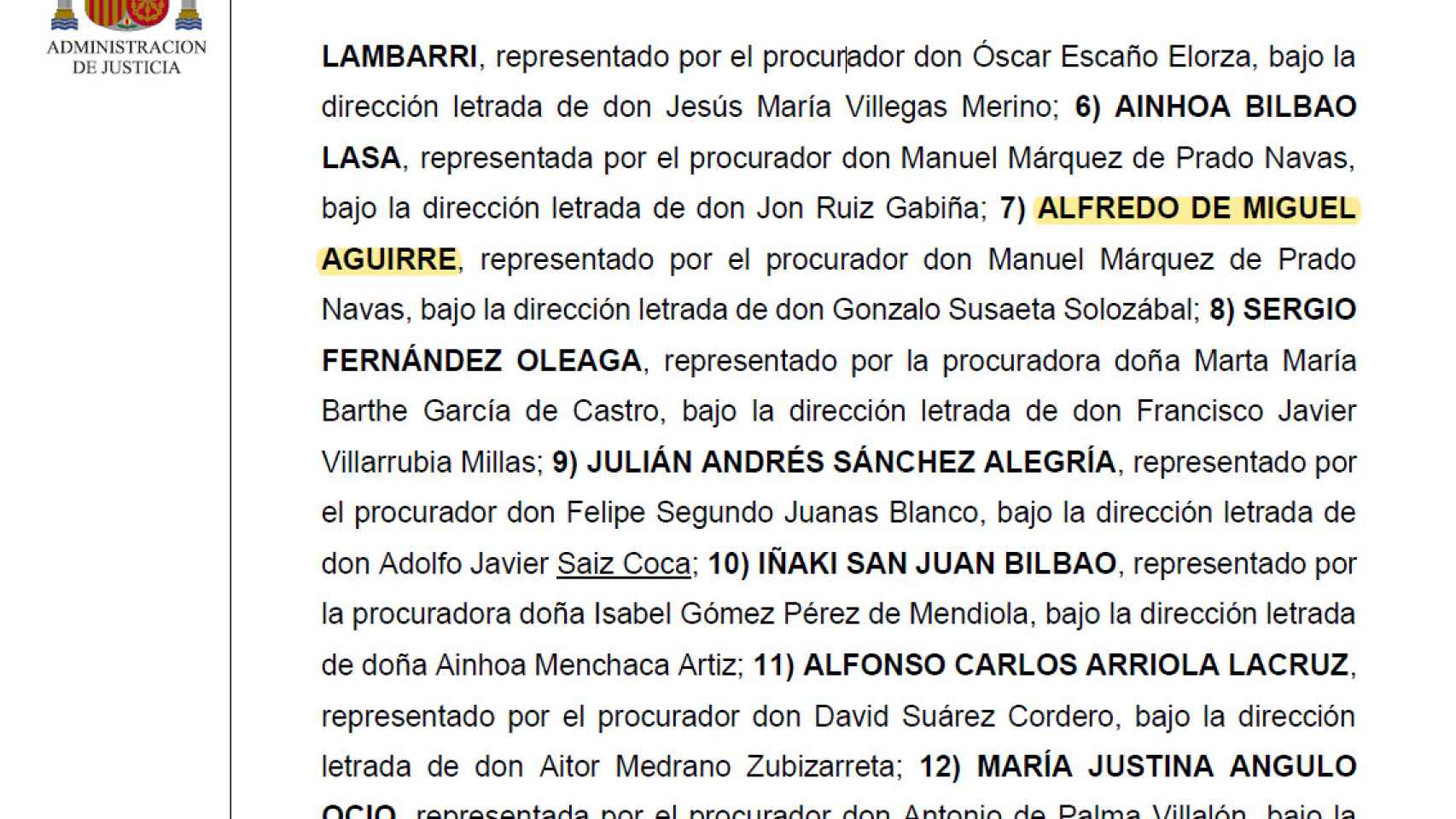 Sentencia del caso De Miguel / CV