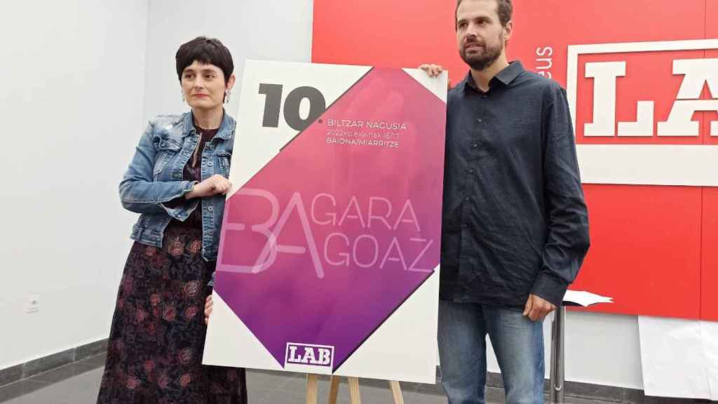 Presentacin del X Congreso de LAB en el que se propondr una doble direccin colegiada con Garbie Aranburu e Igor Arroyo. / @labsindikatua