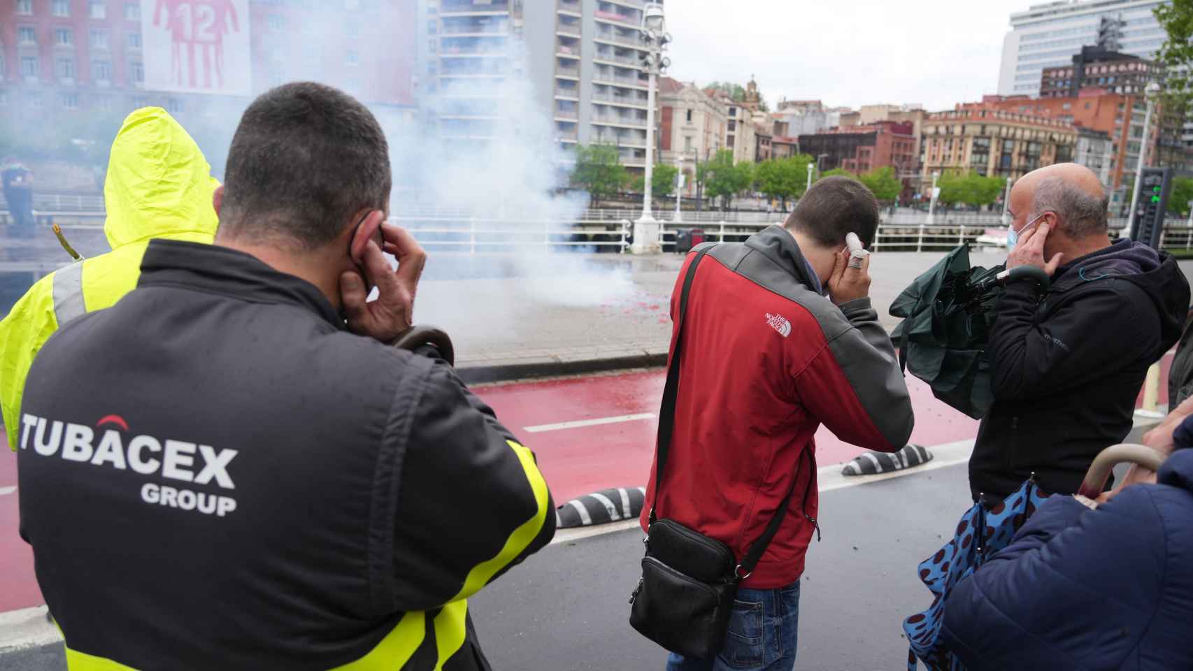 Trabajadores de Tubacex durante una manifestacin./ EP