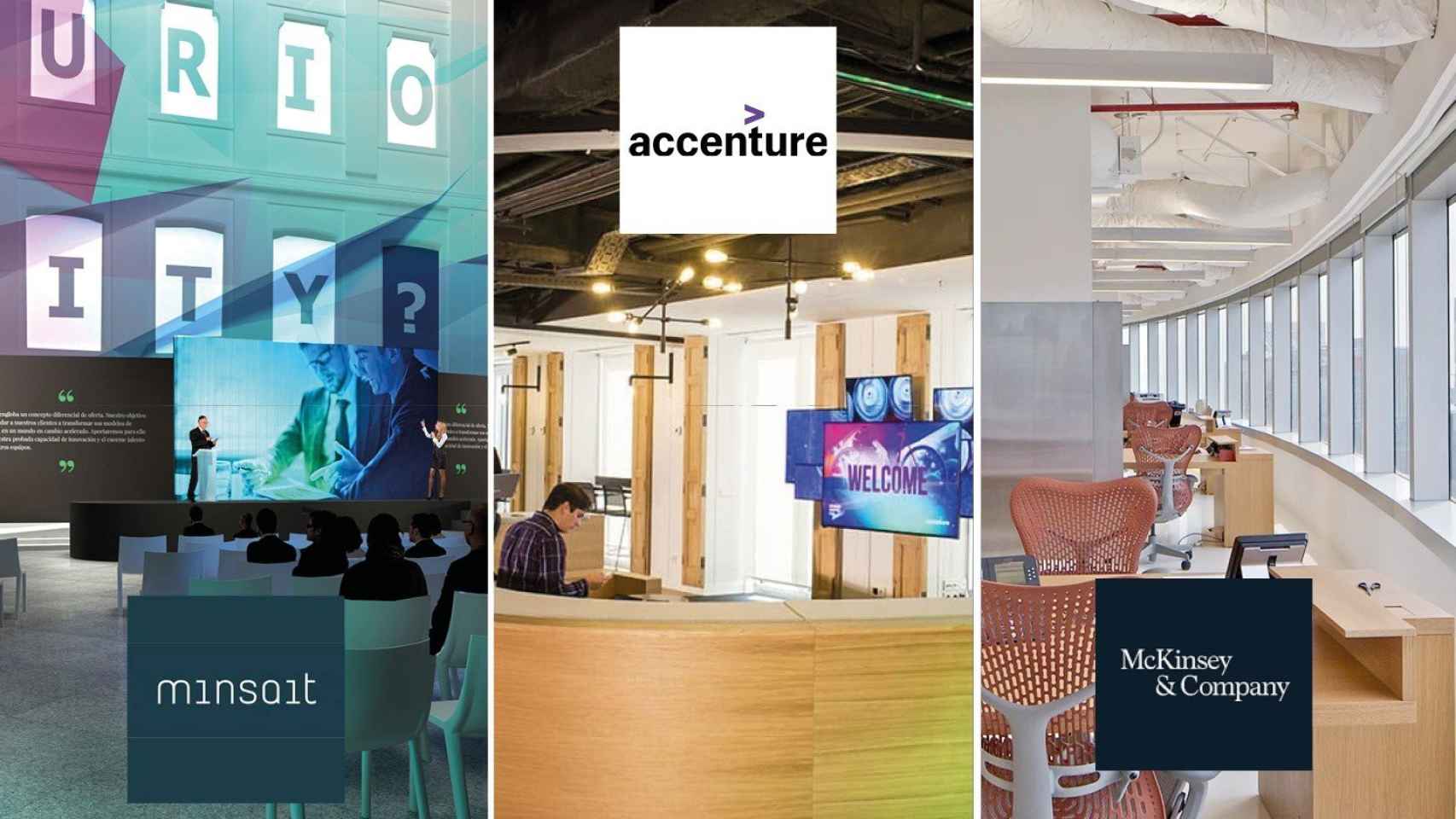 Fotomontaje de Minsait, Accenture y McKinsey / SERVIMEDIA