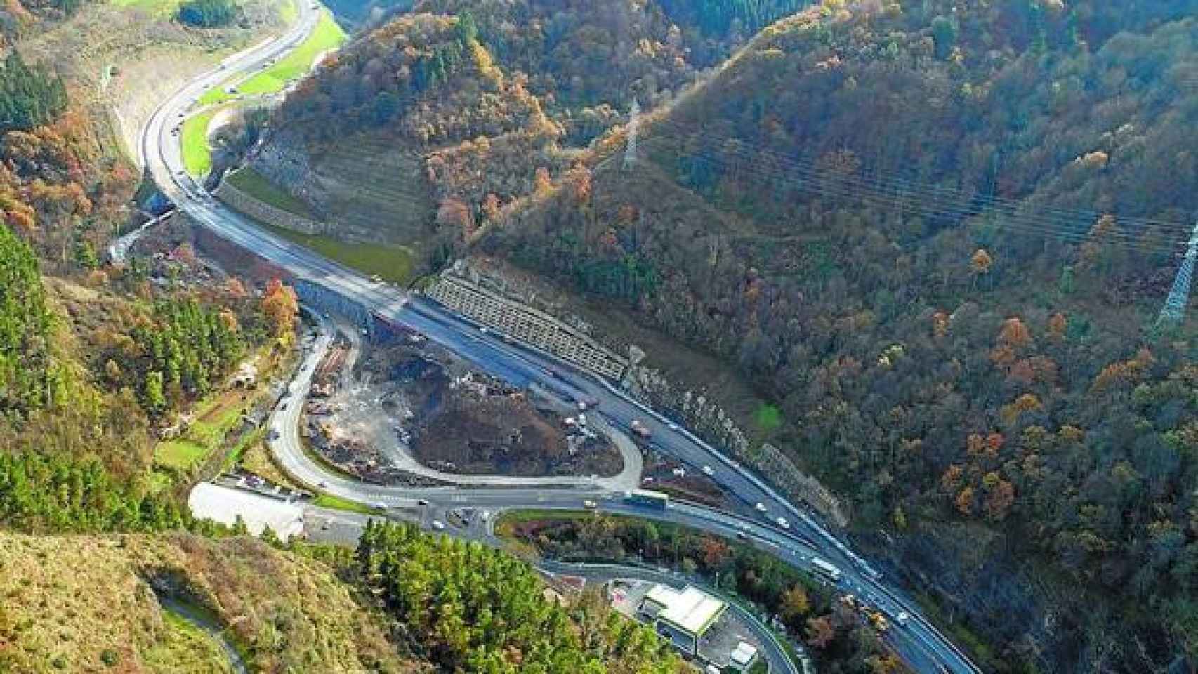 Vista area de la A-636 a su paso por Bergara.