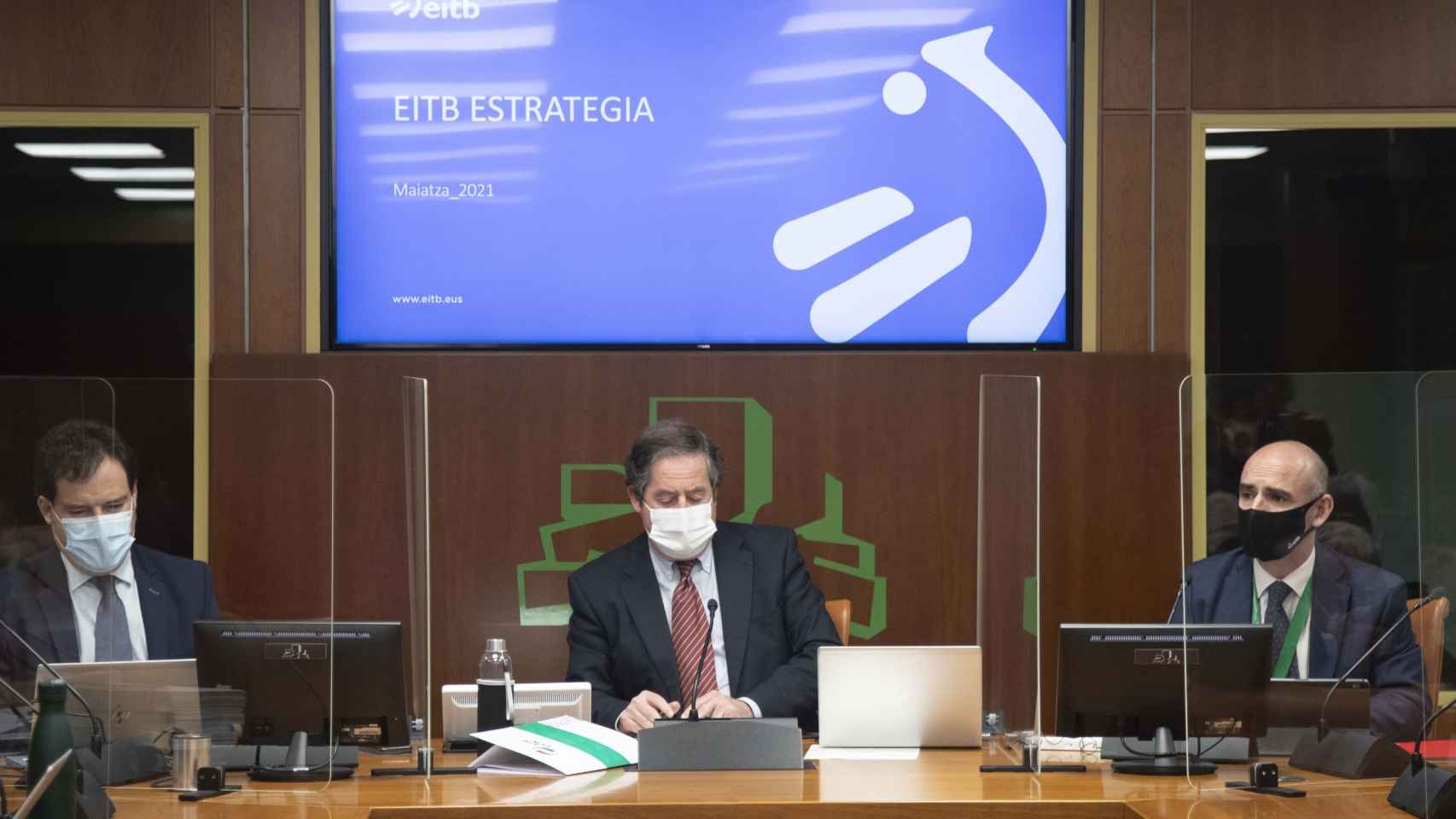 El director general EiTB, Andoni Aldekoa, en el Parlamento vasco. /EP