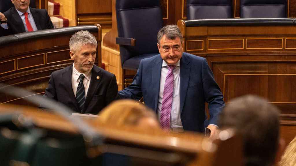 El ministro de Interior, Fernando Grande-Marlaska y el portavoz del PNV, Aitor Esteban, durante una sesin de control al Gobierno, en el Congreso de los Diputados / Gabriel Luengas - EUROPA PRESS