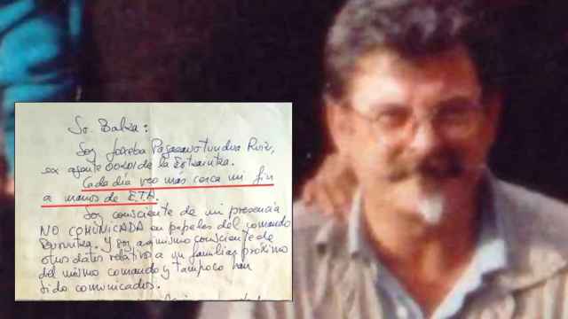 Imagen de Joseba Pagaza y de la carta con la que l mismo vaticinaba su asesinato a manos de ETA. / E.E.