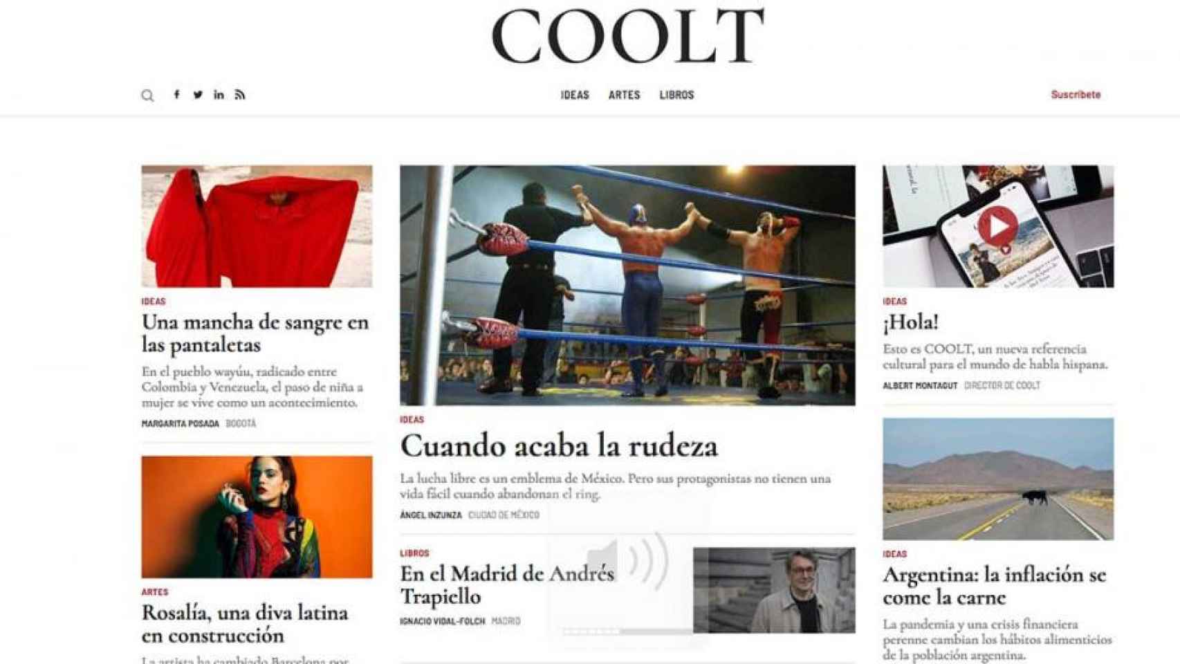 Portada del digital Coolt, con los principales temas / CG