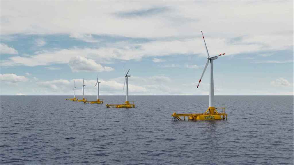 Imagen renderizada del parque de elica flotante que proyecta Saitec en Catalua / Saitec