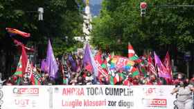 Manifestacin de CCOO y UGT Euskadi en Bilbao con motivo del Primero de Mayo. / EP