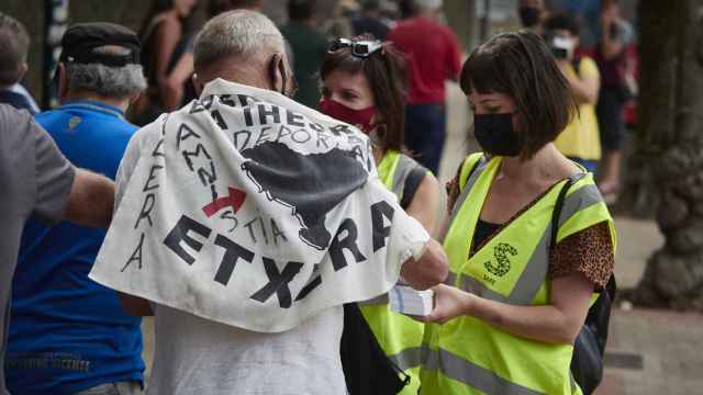 Momento de la manifestacin por la reagrupacin de los presos de ETA en el Pas Vasco. / EP