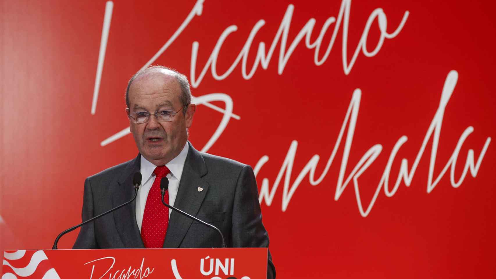 El presidente de la Autoridad Portuaria, Ricardlo Barkala, en su presentacin como candidato a presidir el Athletic / EFE