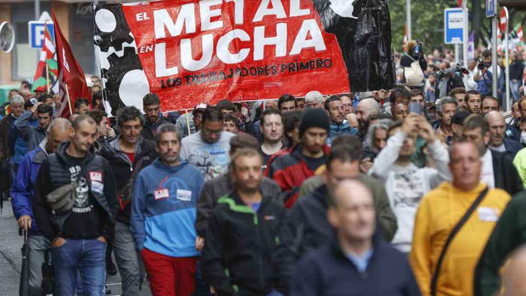 Manifestacin de los sindicatos durante el conflicto del Metal de Bizkaia / Miguel Toa (EFE)