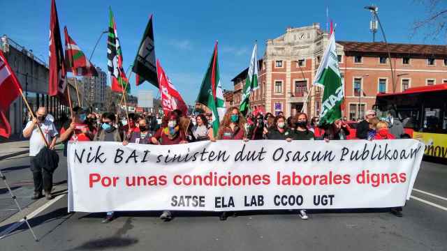 Huelga de los sindicatos de Osakiedetza en Bilbao. / EP