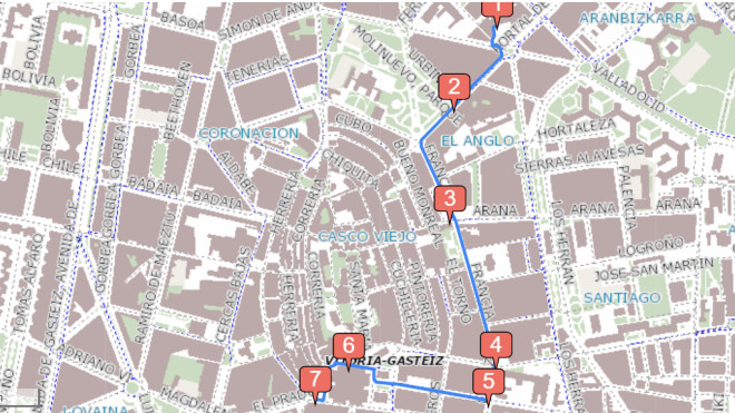 Recorrido de la cabalgata de Olentzero y Mari Domingi por Vitoria / Ayuntamiento de Vitoria-Gasteiz