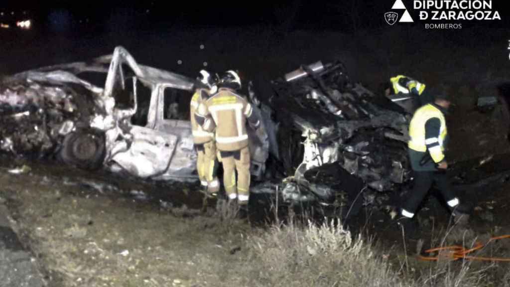 Accidente en la N-234 en el trmino municipal de Torralba de Ribota./EFE