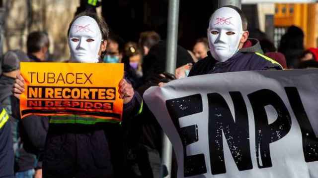 Protestas contra los despidos de Tubacex en 2021. EFE