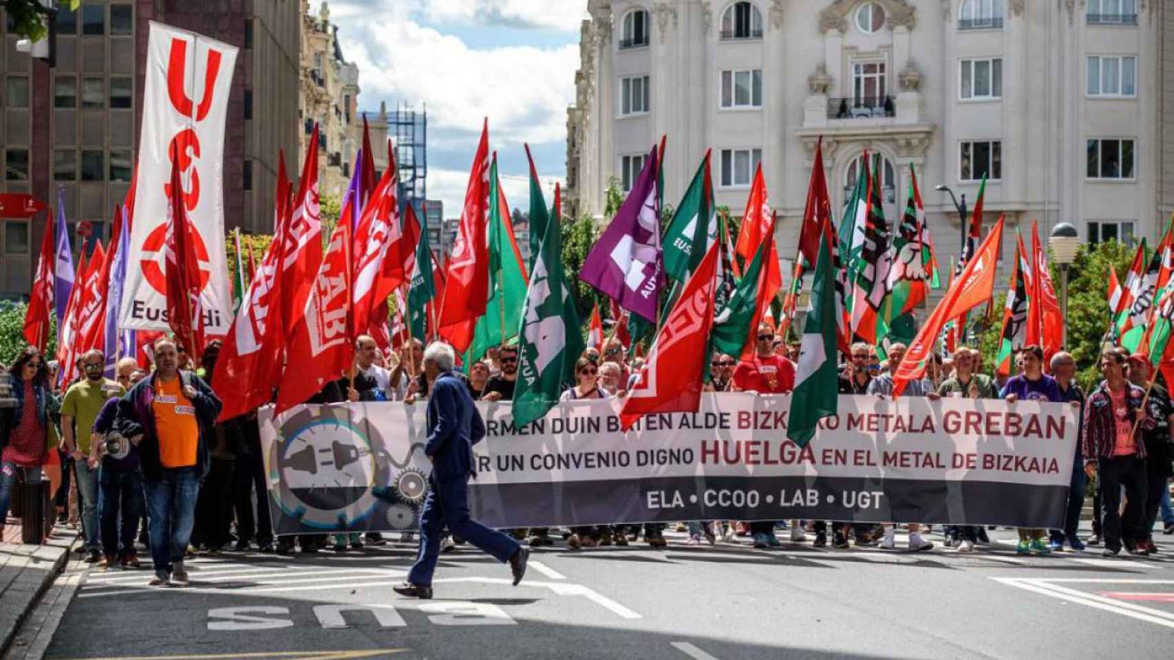 Manifestacin durante una huelga por el convenio del Metal./ EFE