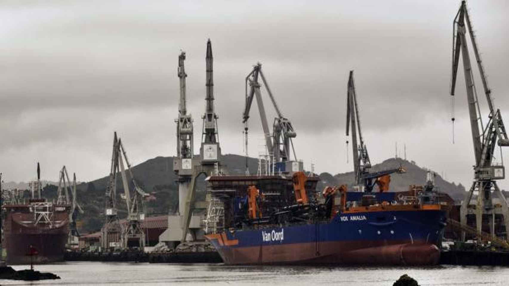 Vista parcial del astillero de La Naval, situado en el municipio vizcano de Sestao.