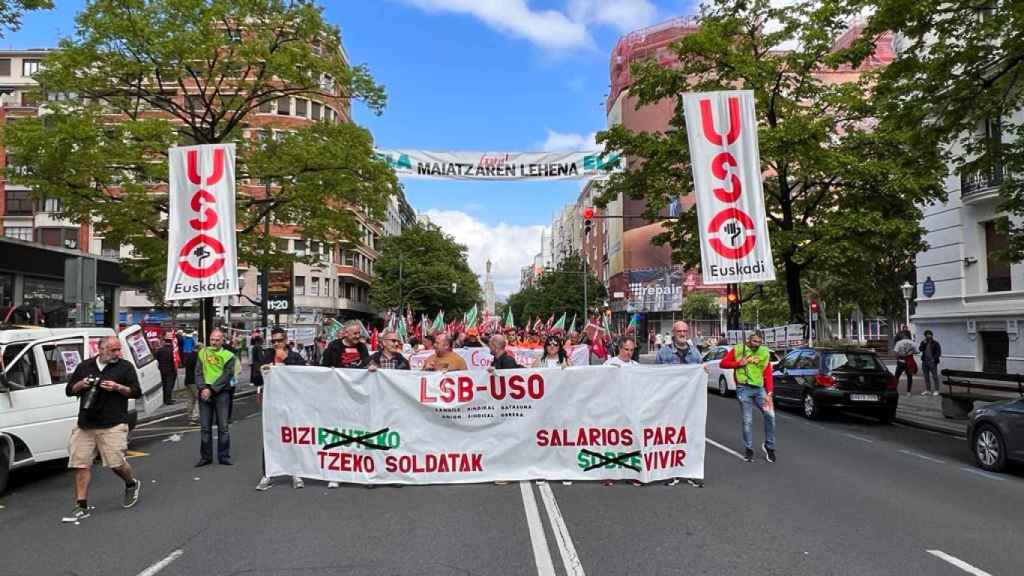 El quinto sindicato de Euskadi, LSB-USO, también se ha movilizado en la Gran Vía de Bilbao / CEDIDA