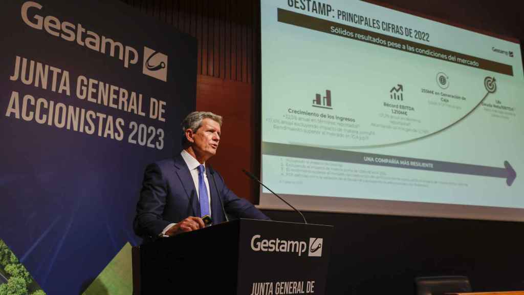 Francisco Riberas, durante la junta de accionistas de Gestamp en el Palacio Euskalduna.